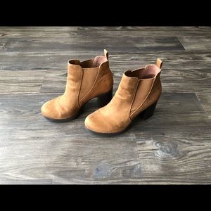 Brown high heel booties